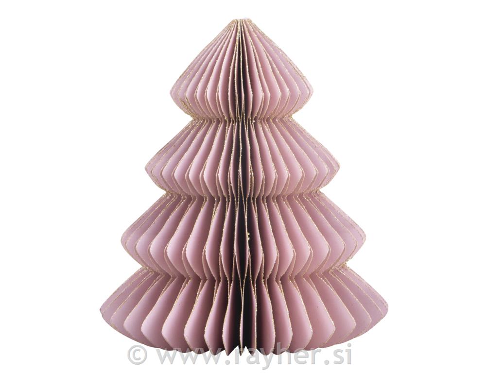 Papirnati okras Tree, za smreko, pink, 12x15cm, z zlatim rob