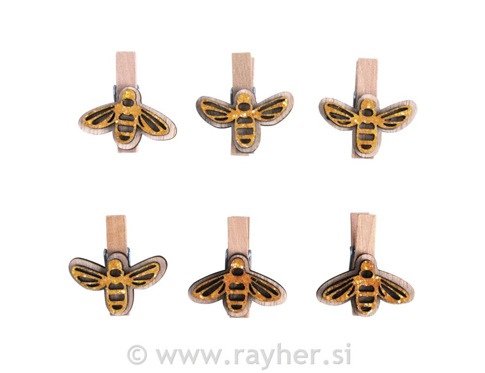 Drvene štipaljke, Pčelice, 3.5cm, set 6