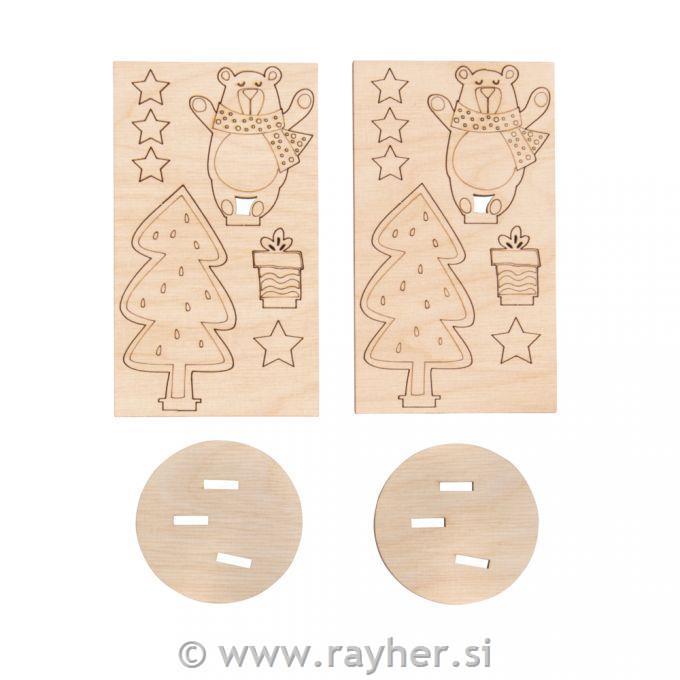 Wooden model Xmas Bear set 2