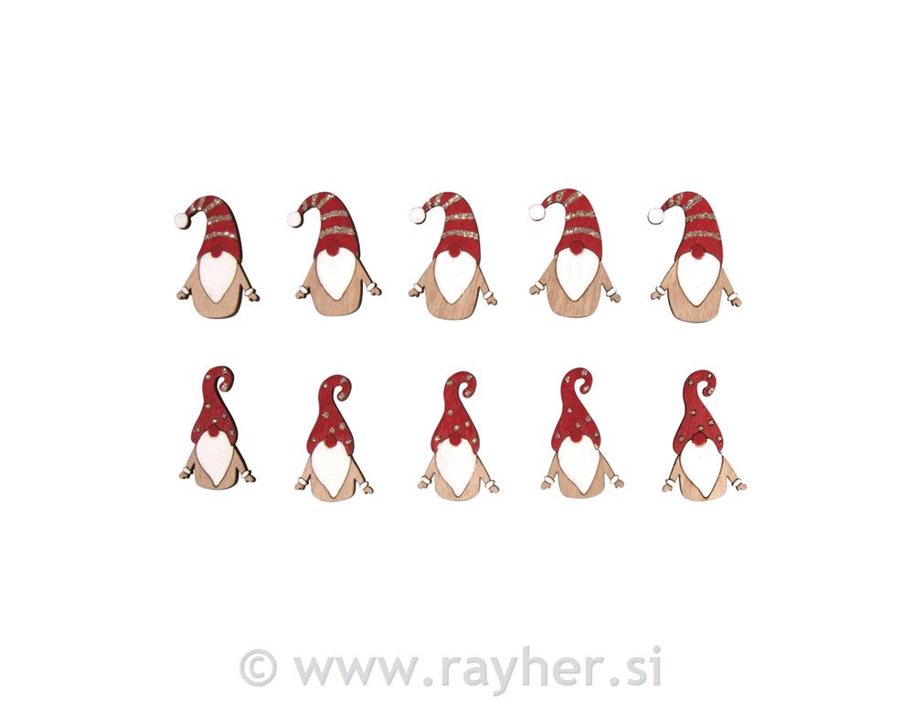 Leseni okraski palčki 4 cm set 10