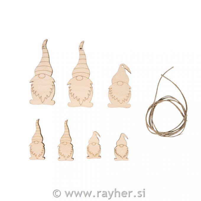 Drveni ukras Patuljci 2,5-9 cm set 7