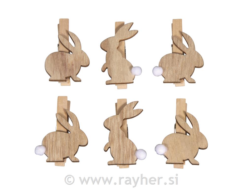 Drvene štipaljke, Zečići, 2.5x3.5cm, set