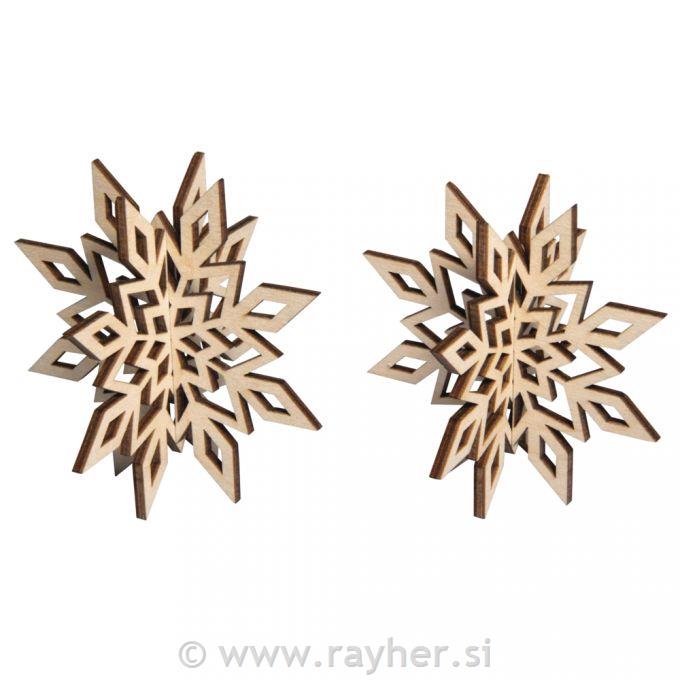Pahuljica 3D, drvena, set 2