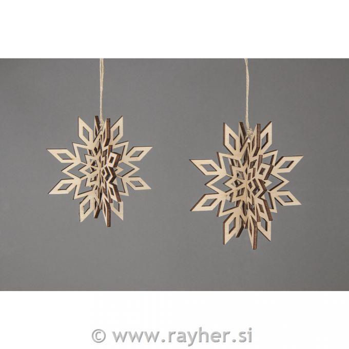 Pahuljica 3D, drvena, set 2