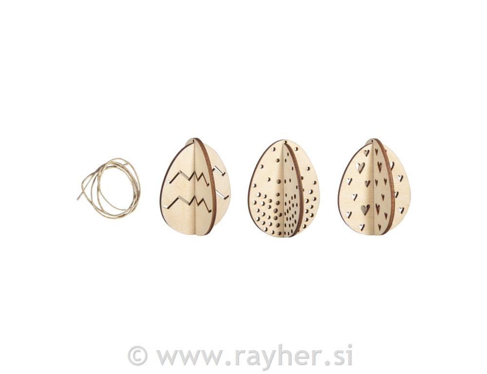 Drvena jaja 3D, 5,5x7cm, set 3