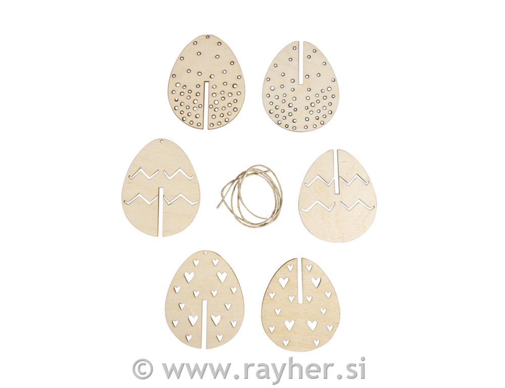 Drvena jaja 3D, 5,5x7cm, set 3