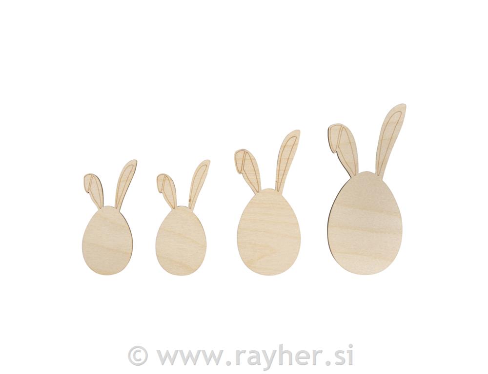 Drveni zečići, prirodni, 8+10+12cm, set4