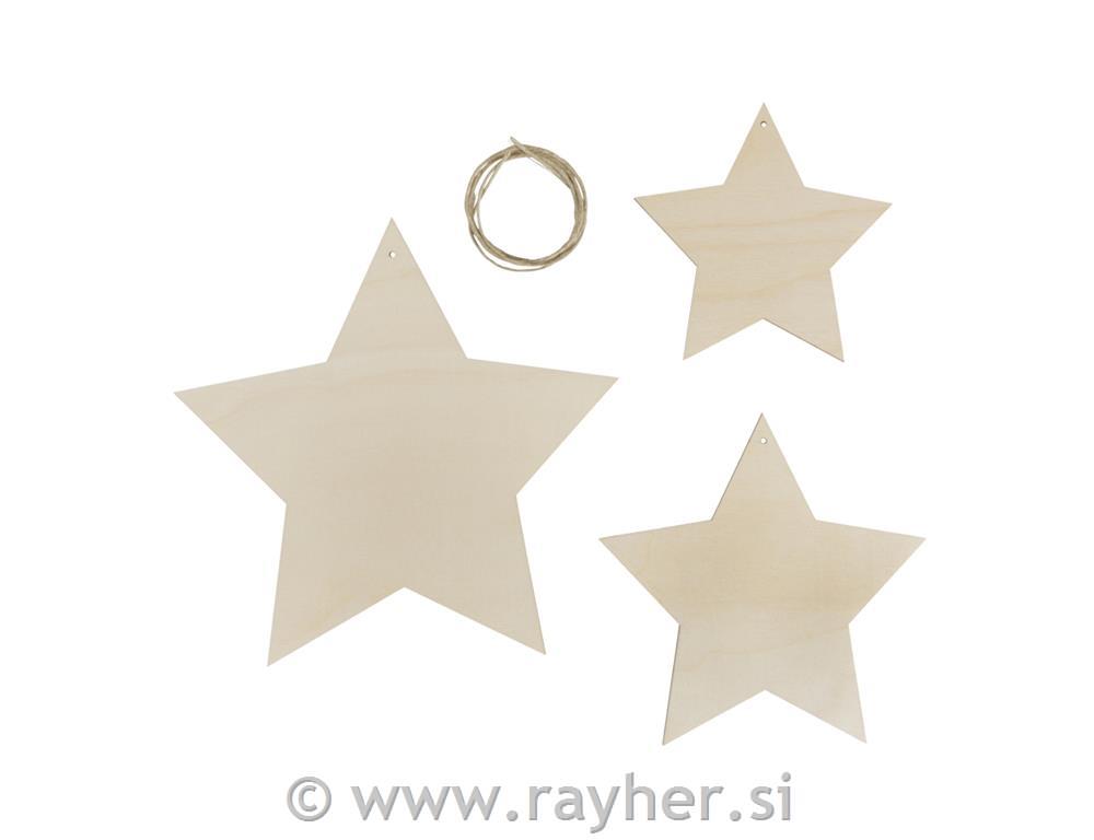 Privjesak zvijezda 12+15+20 cm set 3
