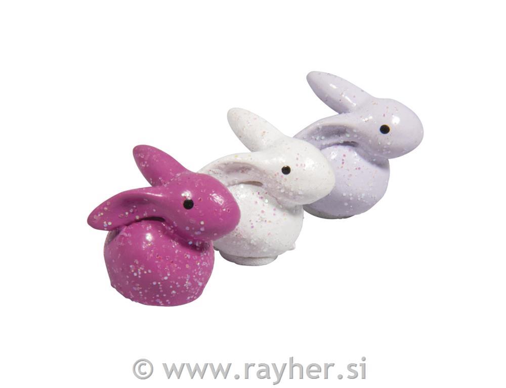 Zajčki, barvni, 2x1,8 cm, set 6