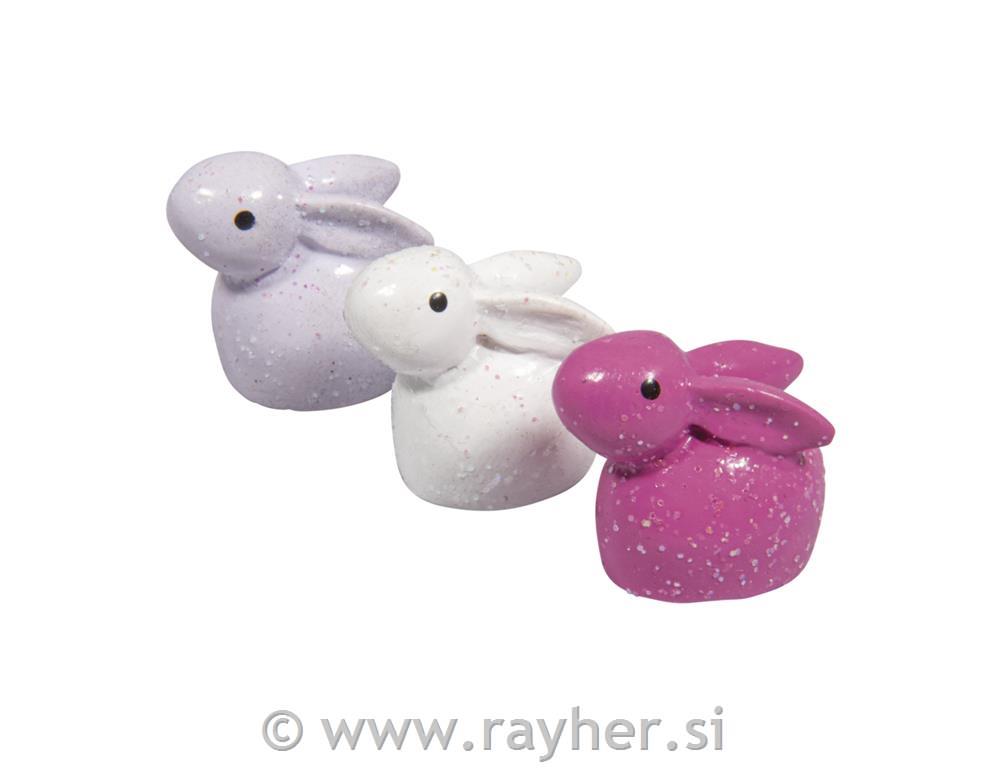Zajčki, barvni, 2x1,8 cm, set 6