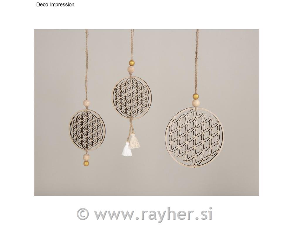 Drveni ukras "Flower of Life,9+12cm set55