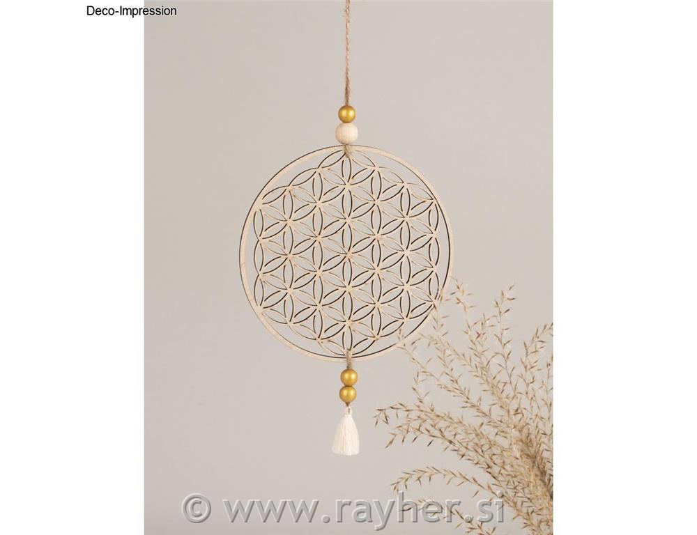 Drveni ukras "Flower of Life", 15 cm