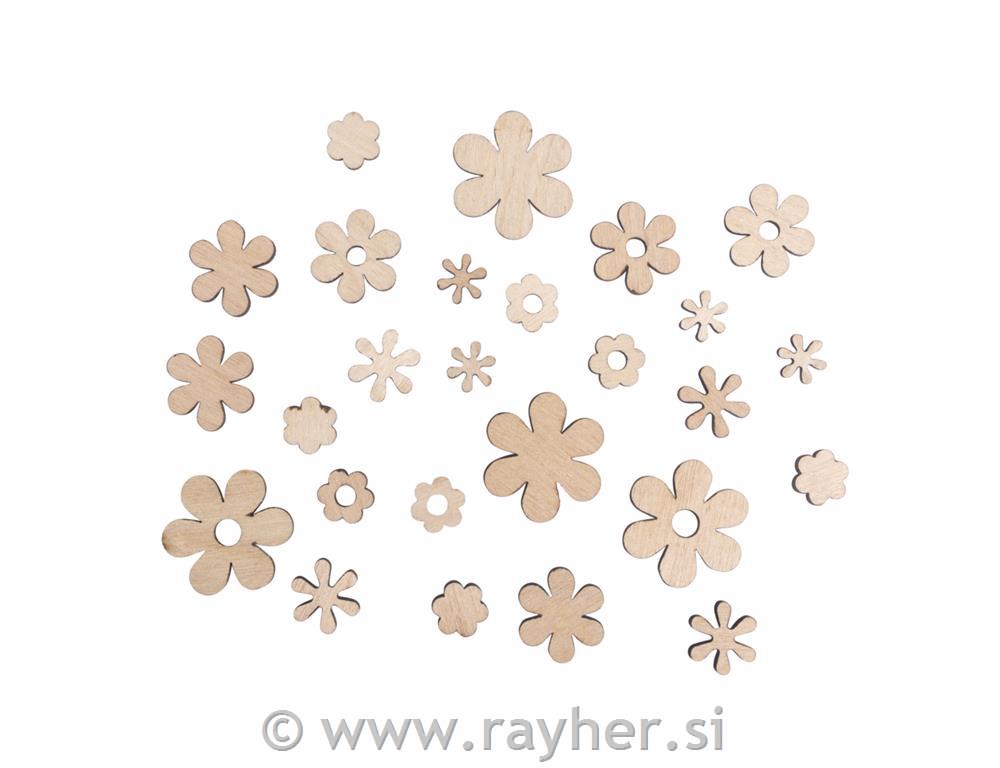 Drveni ukrasi Cvijeće, 1-2,5 cm, set 26