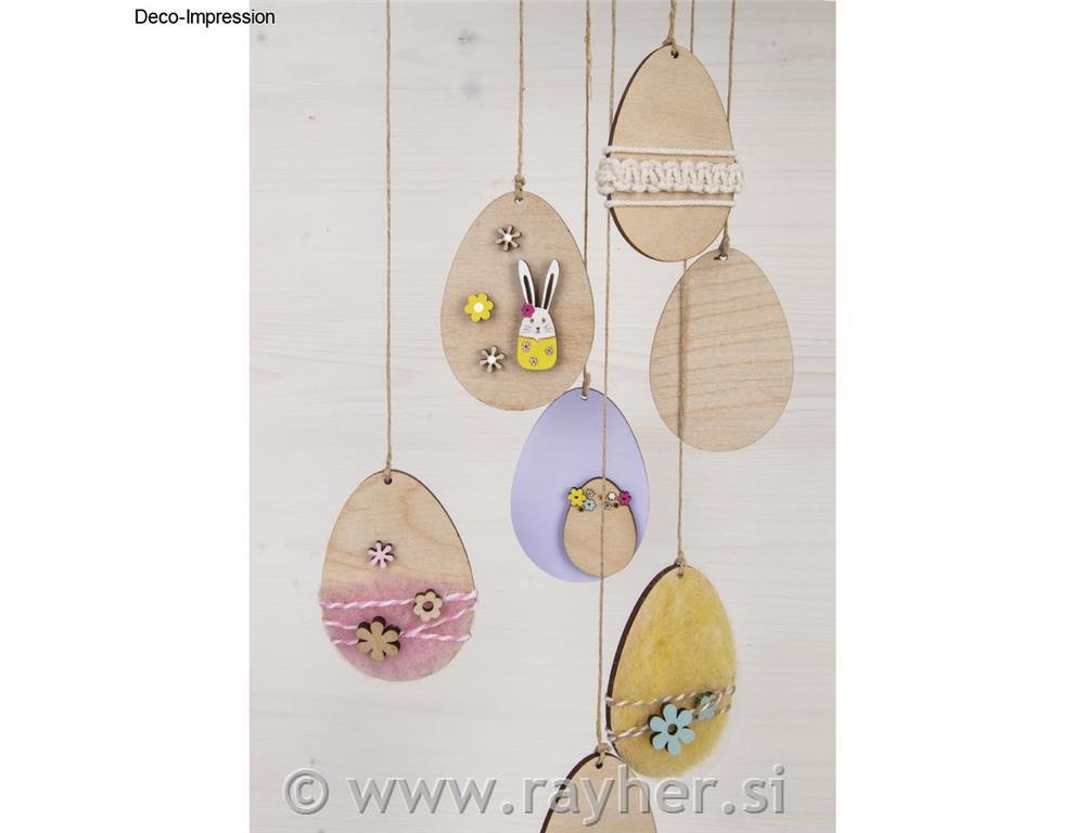 Drvena jaja, 5,6x8cm, sa koncem, set 12