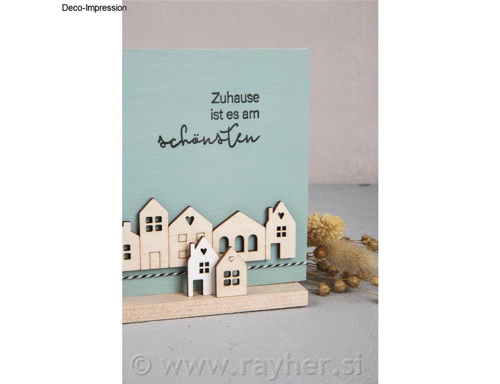 Drveni ukras Mini kućice 10,6x3,4 cm i 14,1x3,4 cm 2 kom
