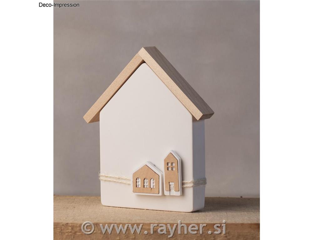 Drveni ukras Mini kućice 2x10,6x3,4 cm i2x 14x3,4 cm debljine 1 mm