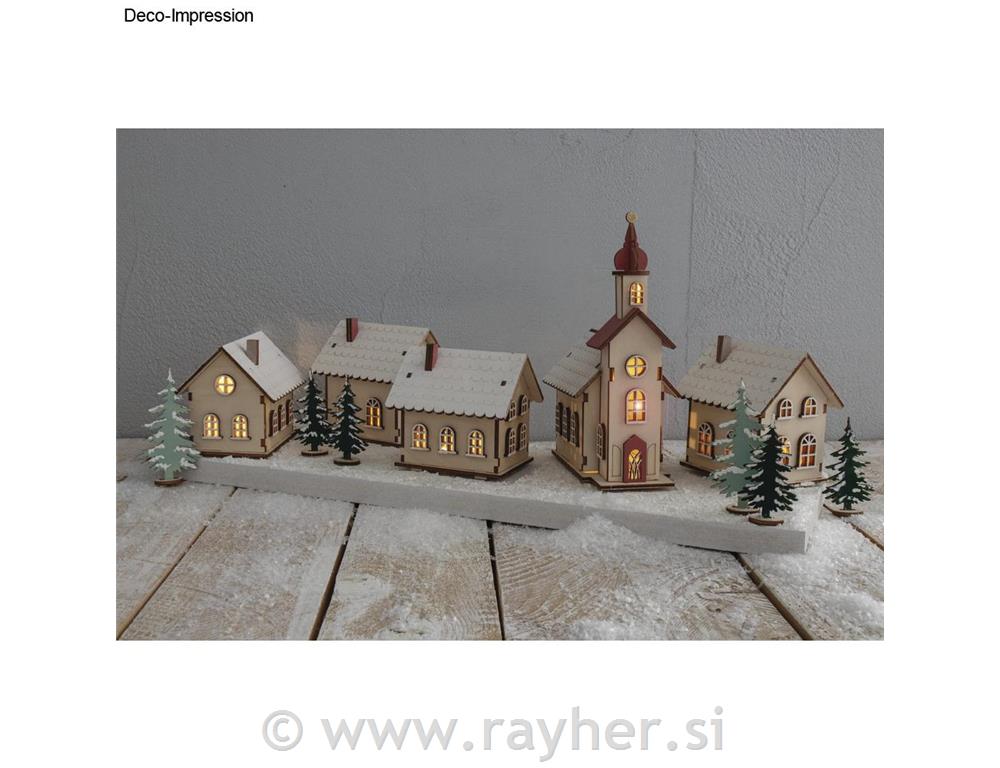 Drvena puzzle Kuće 48 dijelova 7-10 cm, LED svjetla