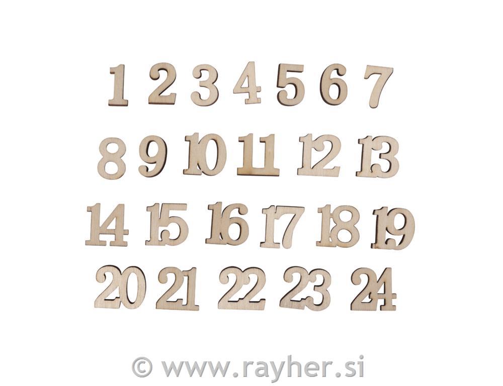 Adventski kalendar drveni brojevi 1-24 1,7 cm, 24 kom