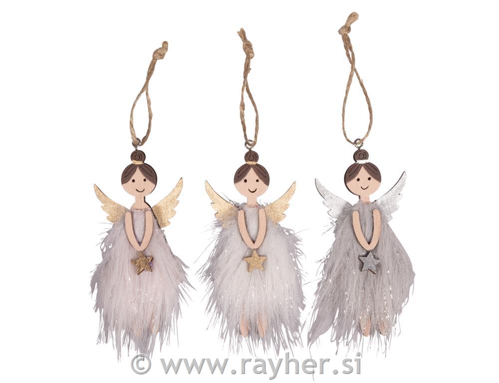 Wood deco Angel, to hang, 10 cm