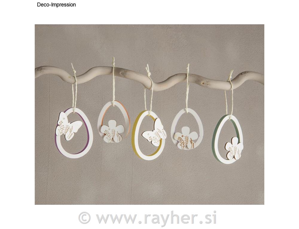 Wooden shapes Floral, FSC Mix Credit3.3-3.6cm, tab-bag 10pcs, coloured