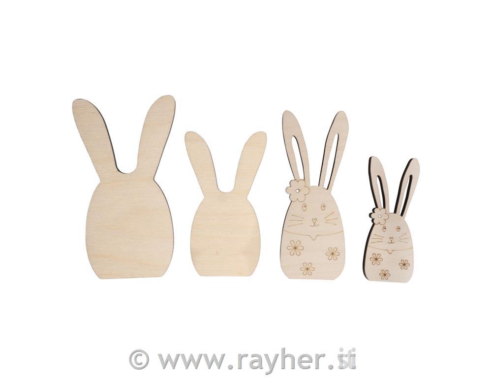 Drveni ukrasi uskršnji zečići 8,7-12,4cm8,7-12,4cm, 4 komada