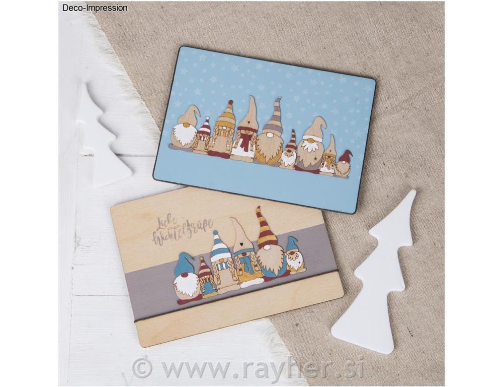 Drveni ukrasi patuljci, set od 42x9,2x5,4+13,2x5,4 cm