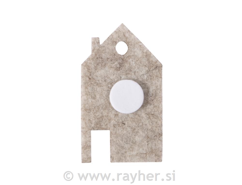 Decorative felt shapes Nordic house, 3.5-4.2cm + adhesive dot, 12pcs