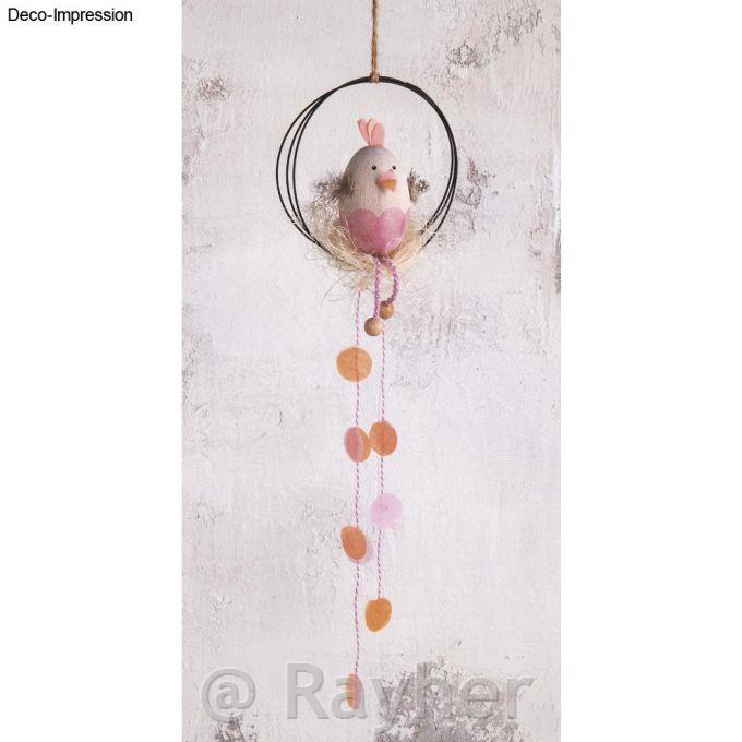 Wire ring, 10 cm o, 3-ply, black, fittedwith a jute cord for hanging up