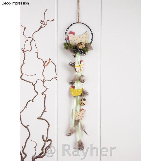 Wire ring, 10 cm o, 3-ply, black, fittedwith a jute cord for hanging up