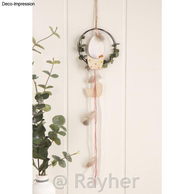 Wire ring, 10 cm o, 3-ply, black, fittedwith a jute cord for hanging up