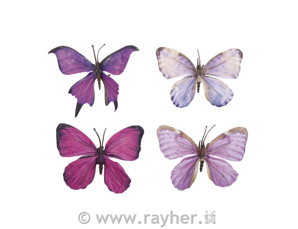 Leptiri 3D, tekstilni, set 4, ružičasti