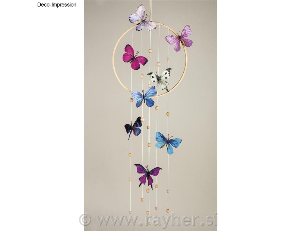 Leptiri 3D, tekstilni, set 4, plavi