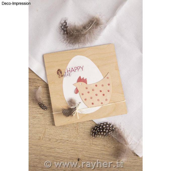 Veneer wood Rooster + chicken5-8cm, 1mm thick, tab-bag 8pcs, natural