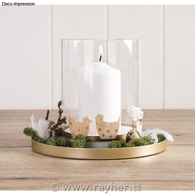 Veneer wood Rooster + chicken5-8cm, 1mm thick, tab-bag 8pcs, natural