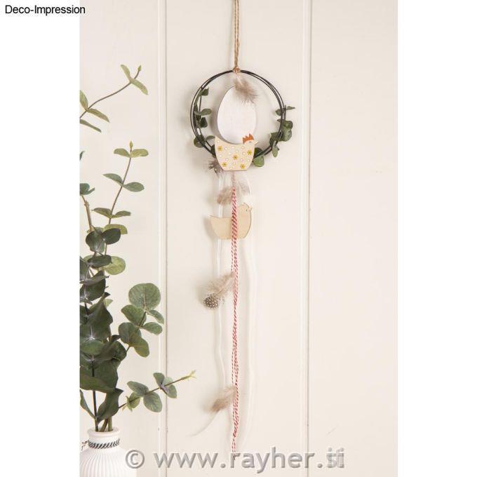 Drveni dekor Pijetao + Pile5-8 cm, + konoplja 2,5 m, 16 kom