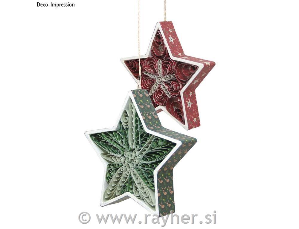 papier m. Quilling hanger FSC Recycled 1, Stars, ,8x8x1,5cm,11x11x2cm,12pc. in T