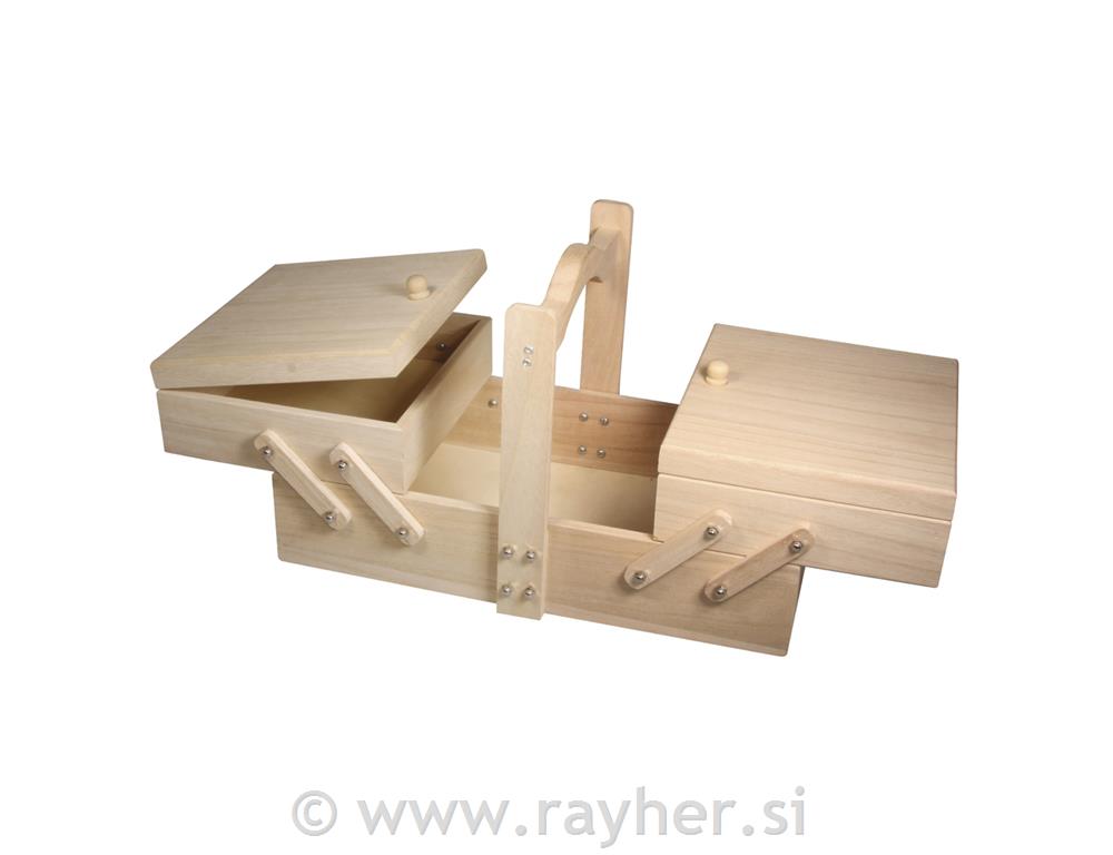 Drveni kovčeg za pribor za šivanje 34,5x20x21,5cm