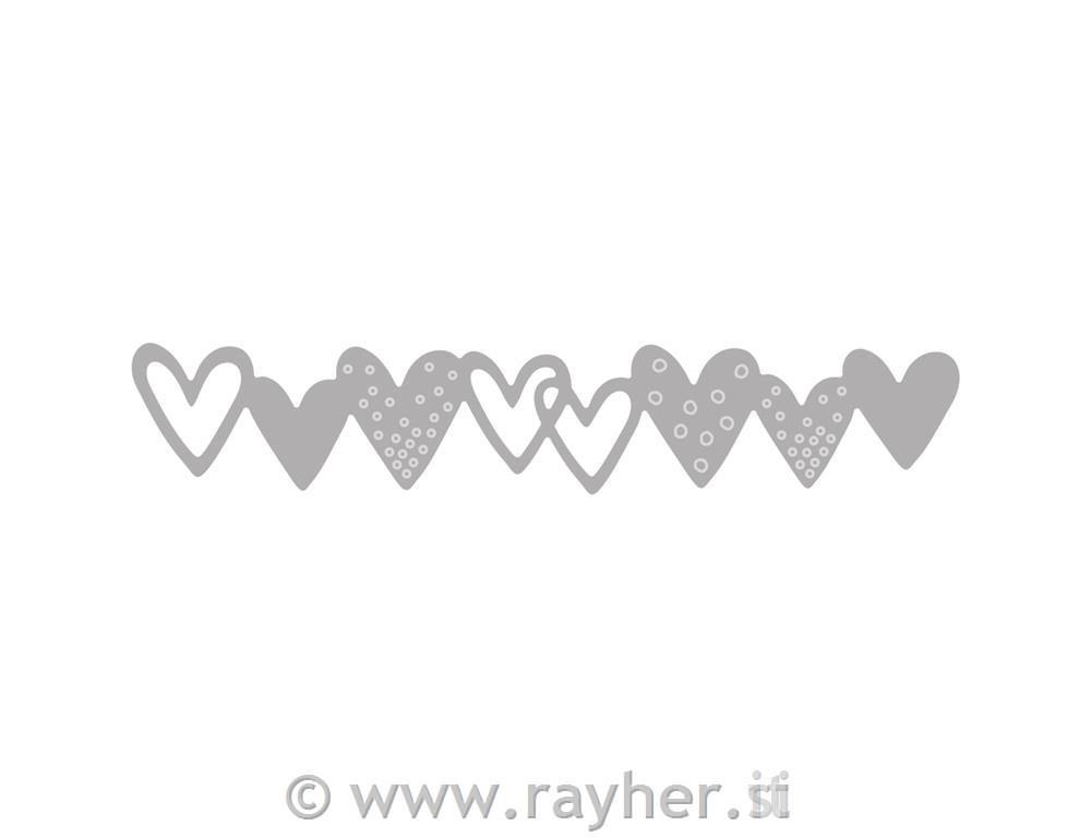 Punching template: Garland of hearts10.6x1.9cm, tab-bag 1pc