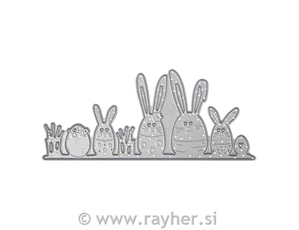 Rezalna šablona Družina zajčkov, 12,1x5,2 cm