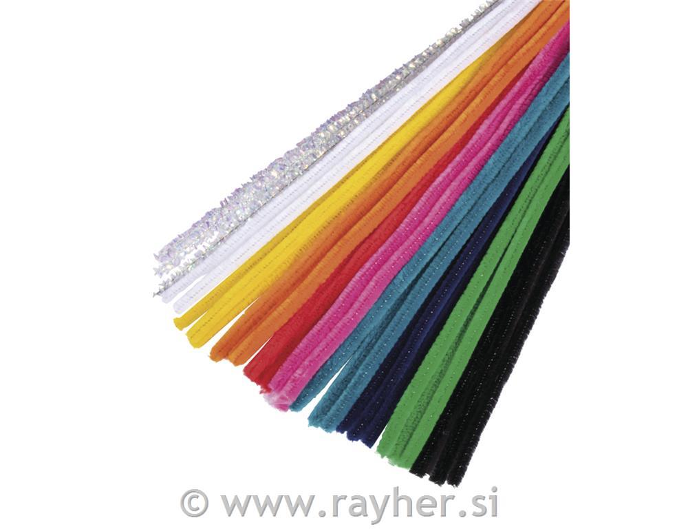 Chenille wire mix, rainbow, 0.9x30cm, 10