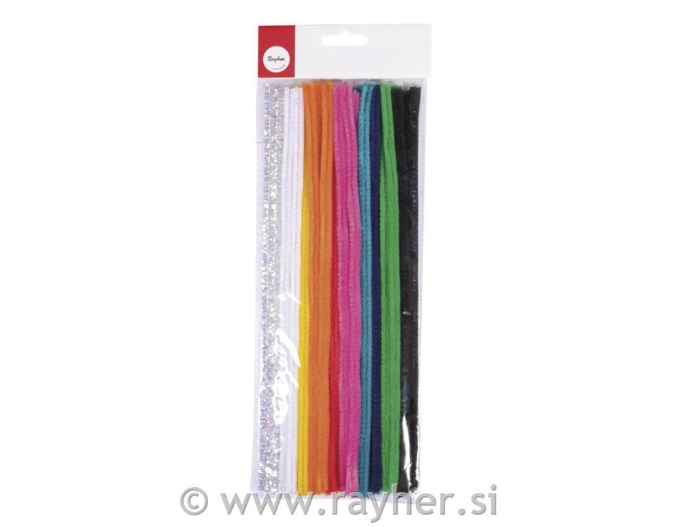 Chenille wire mix, rainbow, 0.9x30cm, 10