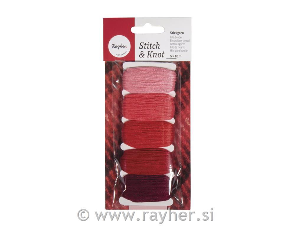 Pamučne vrpce "Stitch & knot, red tones5x10m