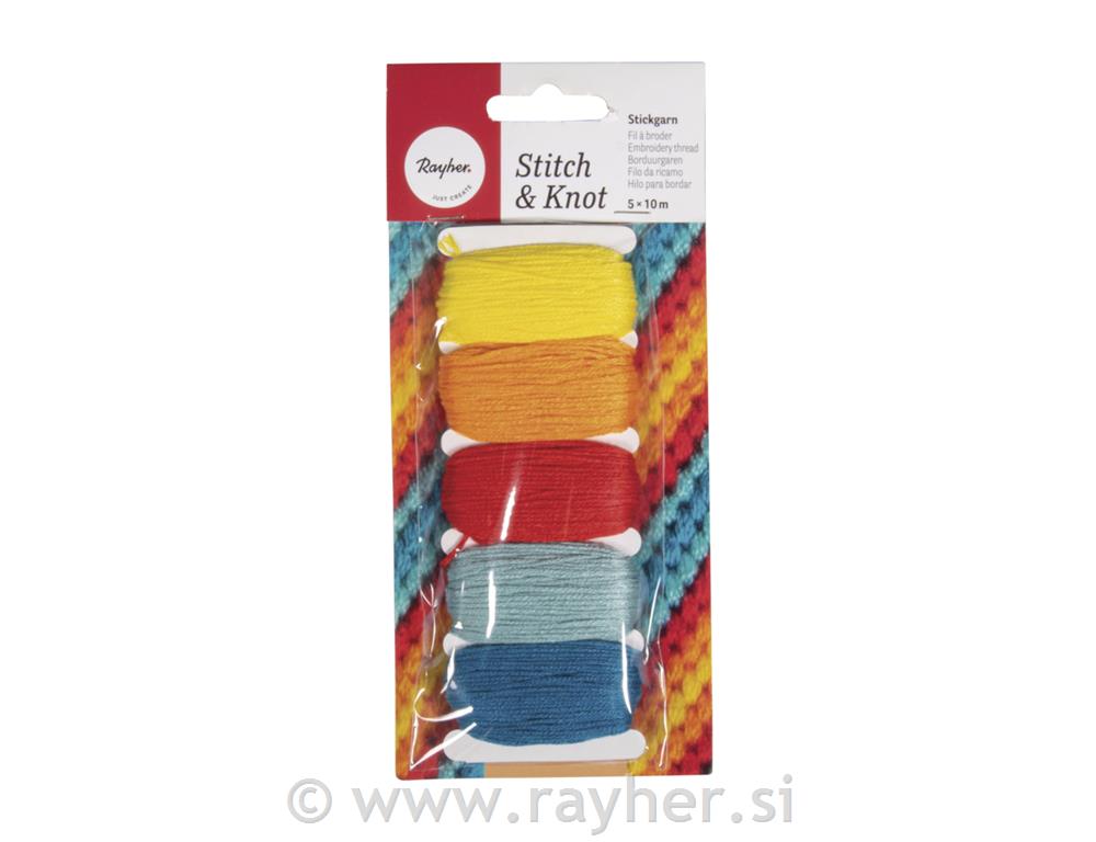 Bombažne vrvice "Stitch&Knot", mavrični toni, 5x10 m
