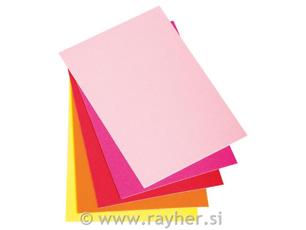 Craft felt, self-adhesive, 20x30x0.1cm,colour assort.,tab-bag 5pcs