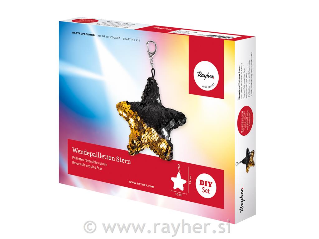 CK: Reversible sequins Star, gold/black,15x10cm, box 1pc