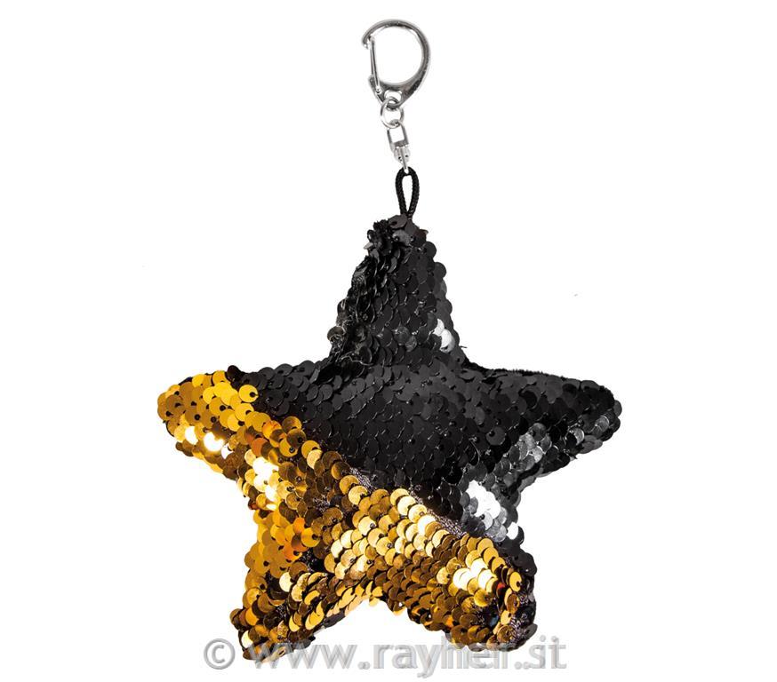 CK: Reversible sequins Star, gold/black,15x10cm, box 1pc