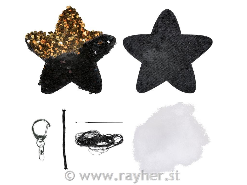 CK: Reversible sequins Star, gold/black,15x10cm, box 1pc
