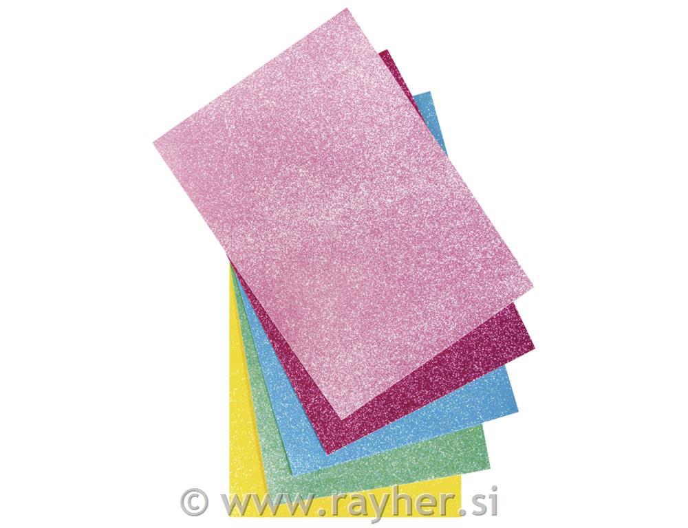 Filc z bleščicami, 21x30x0.1cm, 5 barv, set 5