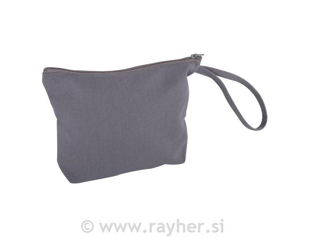 Toaletna torba s patentnim zatvaračem, siva, 22x17cm, 330g / m2