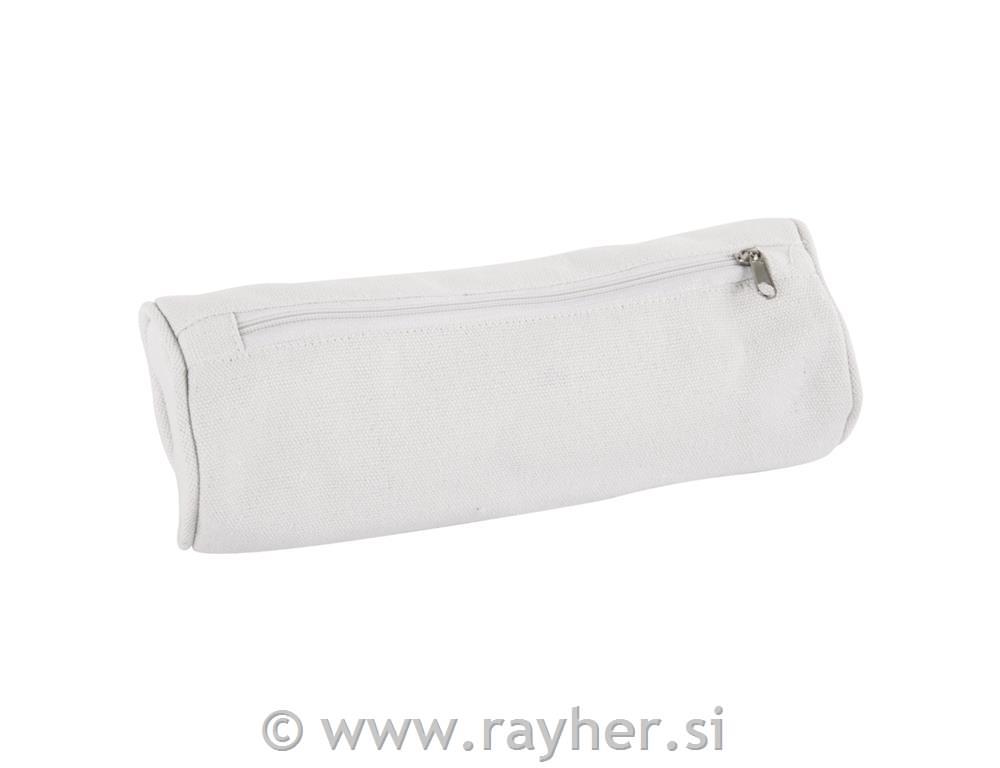 Feather bag w. zip fastener, 7cm o, white, 22cm, 330g/m2, tab-bag 1pc